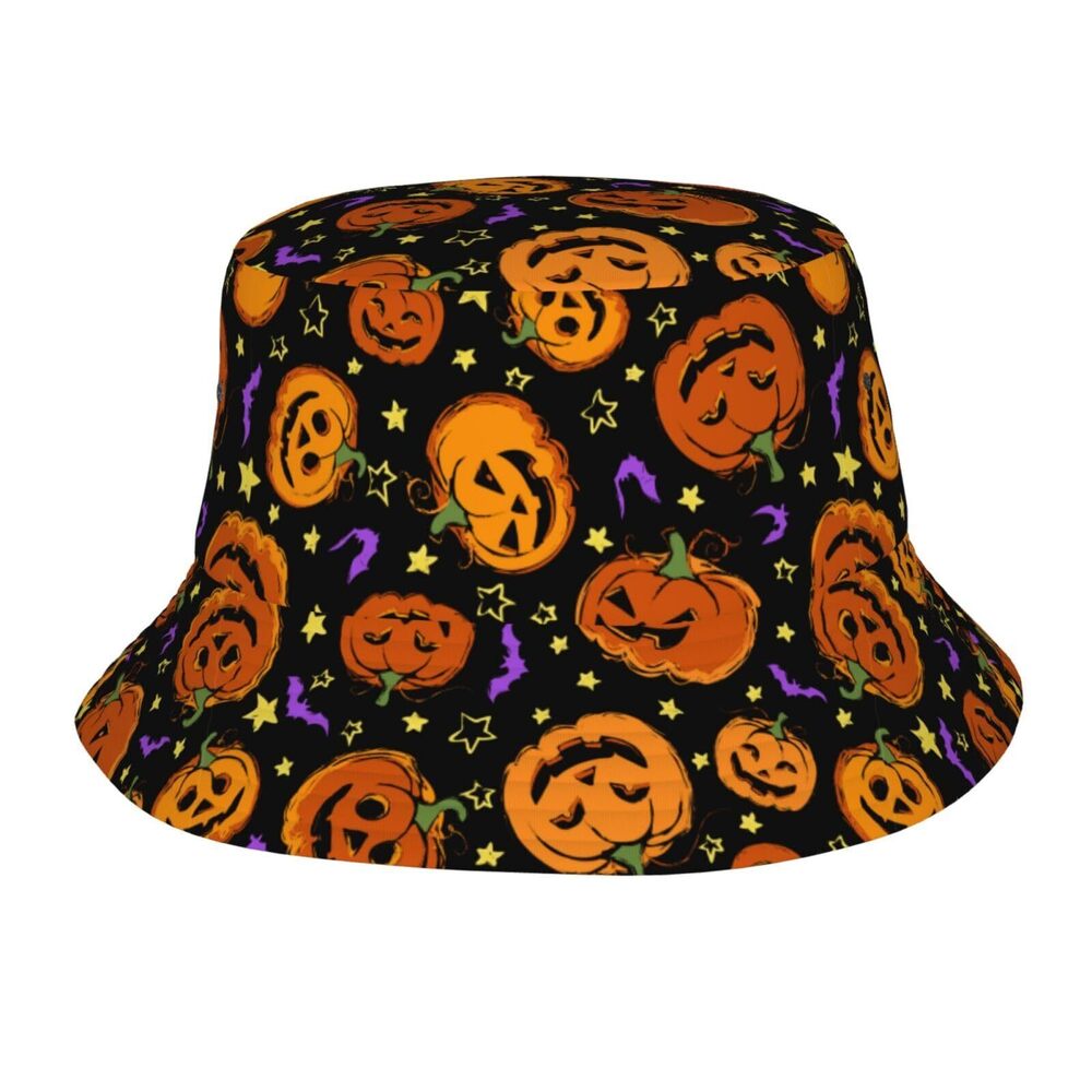6344 Halloween Hats Funny Halloween Pumpkin Bucket Hat Sun Hat Outdoor